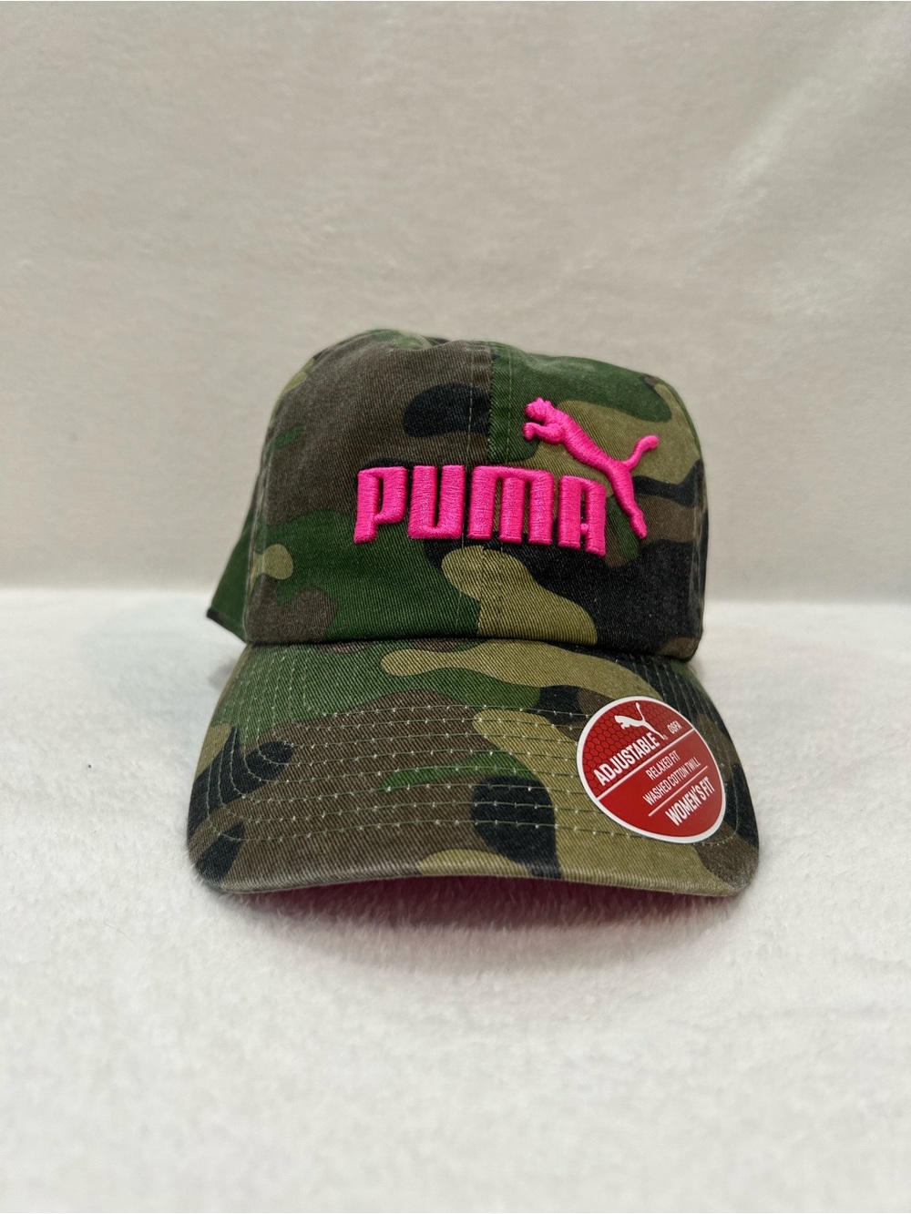 Puma Women’s Camo Baseball Hat Hot Pink Embroidered Logo Adjustable OS